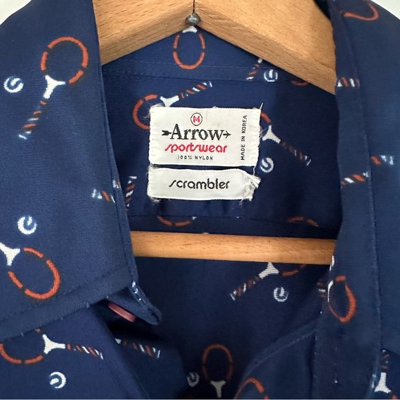 Vintage Mid 70’s Arrow Scrambler Tennis Button Down Shirt Size Medium - Picture 12 of 13